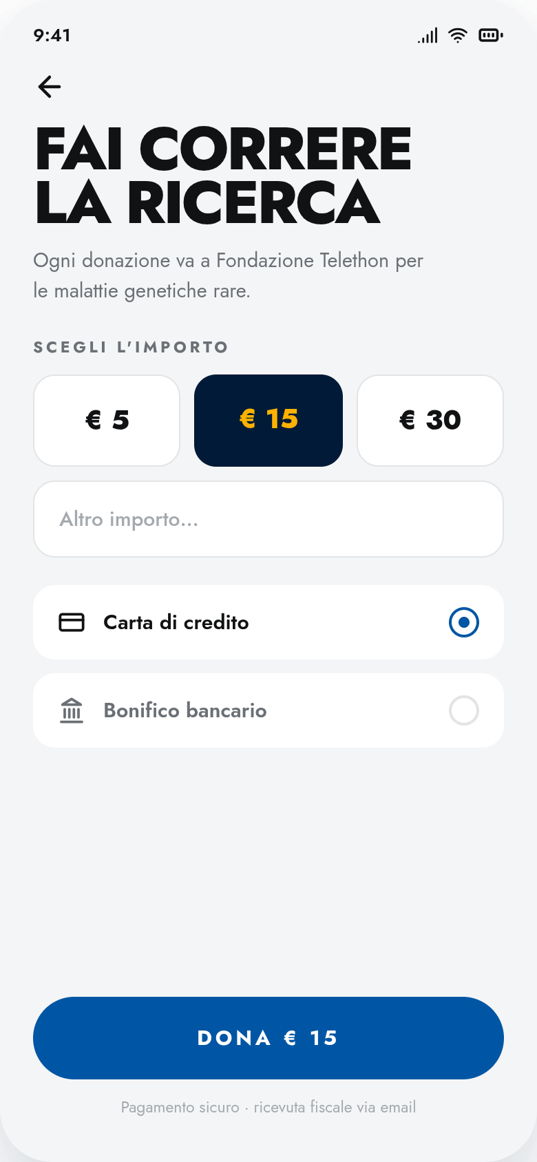 Schermata «Fai correre la ricerca»